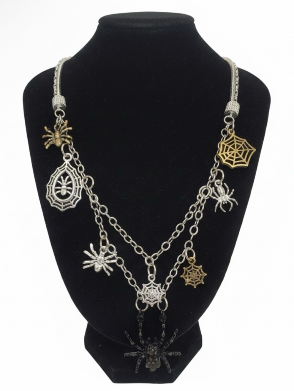 Multi-Color Spider & Web Charm Necklace - Women Jewelry - Picture 1 of 13